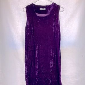 Moonlight Vintage 1960-70’s purple velvet maxi dress floral embossed S-M